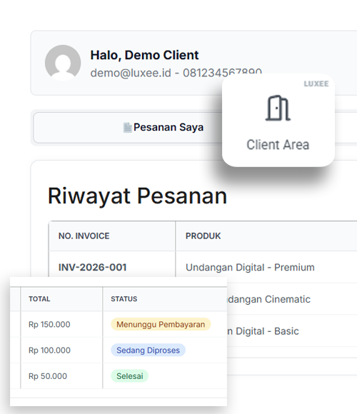 Widget Client Area Luxee WidgetKit - Sistem Dashboard Pembeli Undangan Digital Link