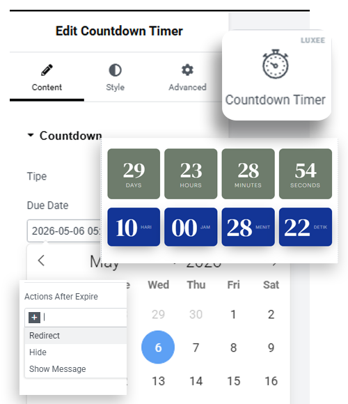 Widget Countdown Timer Luxee WidgetKit - Cara Membuat Hitung Mundur Acara di Undangan Digital