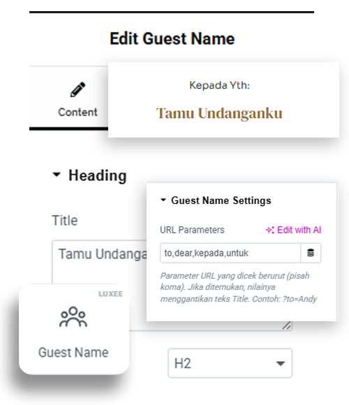 Widget Guest Name Luxee WidgetKit - Cara Menampilkan Nama Tamu Otomatis di Undangan Digital